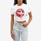 Fiorucci Women's Mouth Print Cropped T-Shirt in White