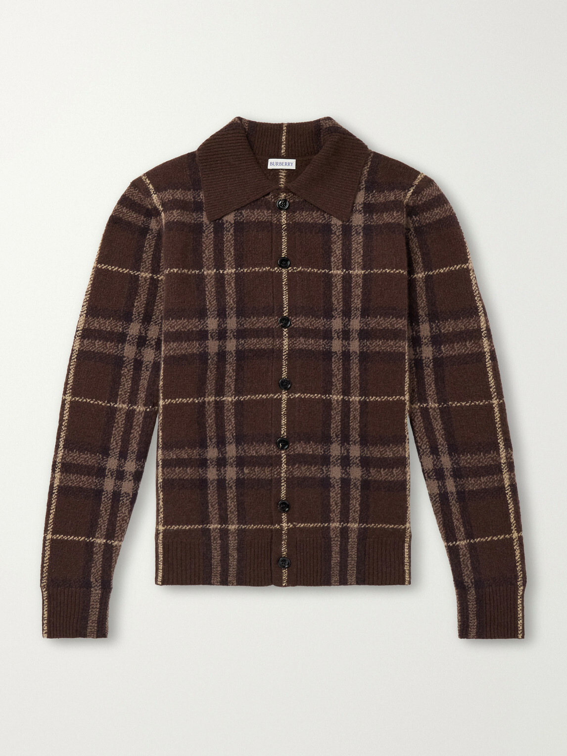 Burberry - Checked Knitted Cashmere Polo Shirt - Brown