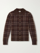 Burberry - Checked Knitted Cashmere Polo Shirt - Brown