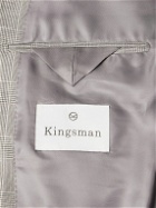 Kingsman - Slim-Fit Double-Breasted Checked Linen and Wool-Blend Suit Jacket - Gray