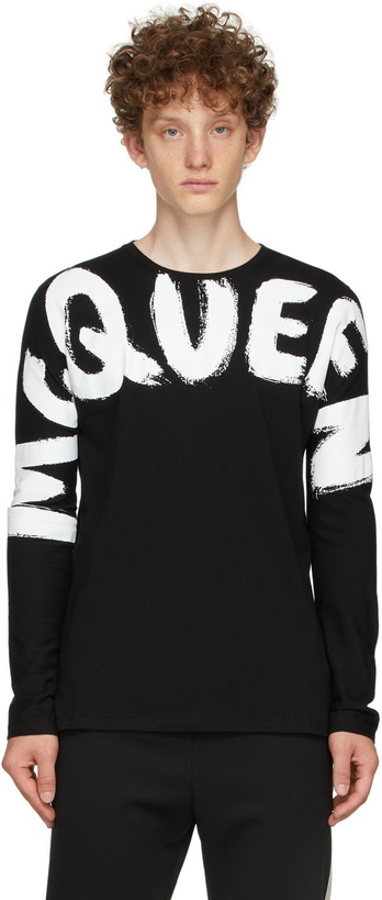 Photo: Alexander McQueen Black Graffiti Kimono Sleeve Long Sleeve T-Shirt