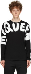 Alexander McQueen Black Graffiti Kimono Sleeve Long Sleeve T-Shirt