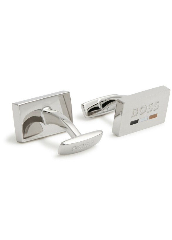Photo: Boss Logo-engraved Metal Cufflinks - Silver - One Size