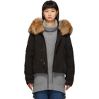 Mr and Mrs Italy Black Down Fur Cropped Jazzy Jacket