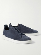 Zegna - Triple Stitch Suede Sneakers - Blue