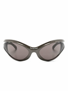 Balenciaga Eyewear Black Dynamo Wrap Cat-Eye Sunglasses