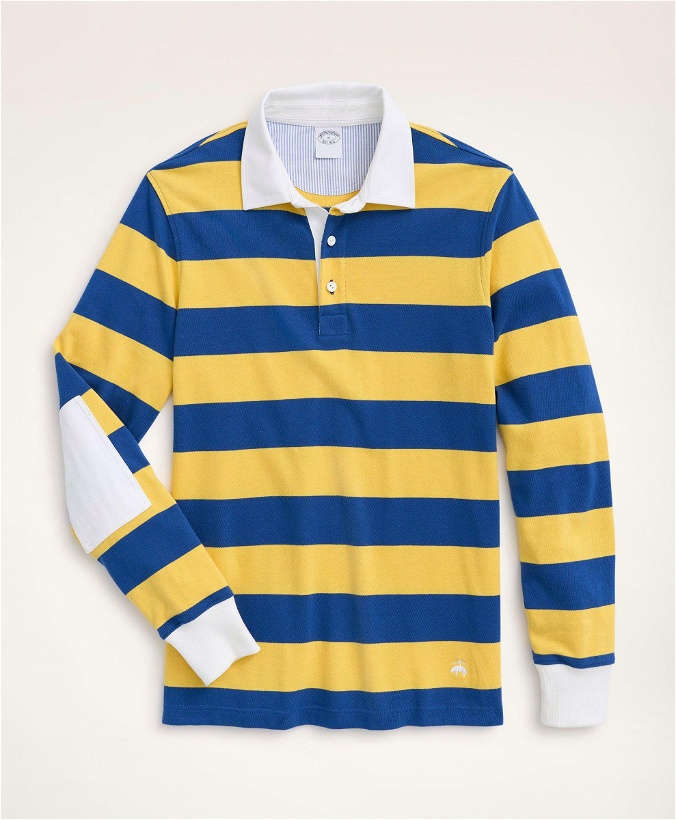 Photo: Brooks Brothers Men's Cotton Classic Rugby | Blue/Yellow