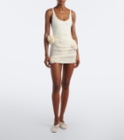 Magda Butrym Embroidered floral-appliqué draped swimsuit