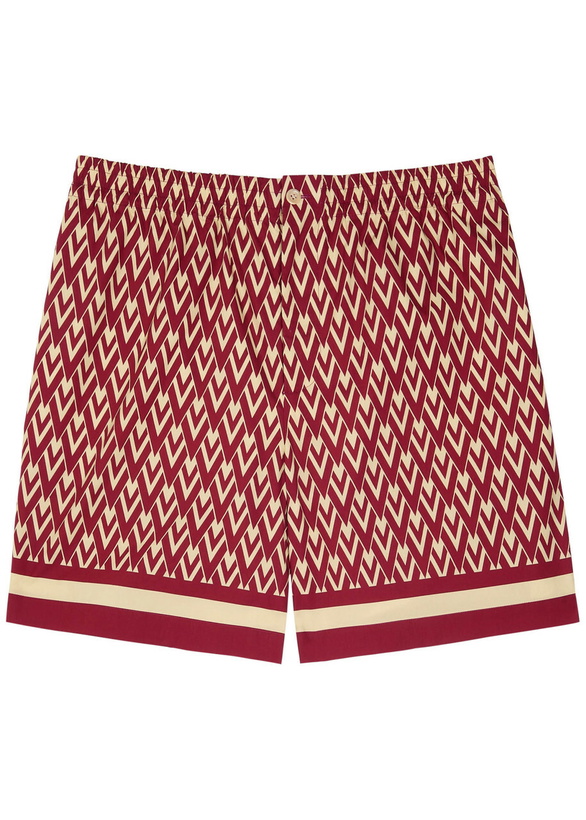 Photo: Valentino Garavani Logo-printed Cotton-poplin Shorts Multicoloured 1