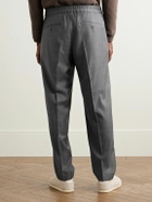 Caruso - Slim-Fit Pleated Wool Drawstring Trousers - Gray