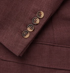 Brunello Cucinelli - Burgundy Slim-Fit Unstructured Linen, Wool and Silk-Blend Hopsack Blazer - Burgundy