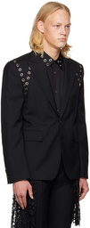 Alexander McQueen Black Eyelet Blazer