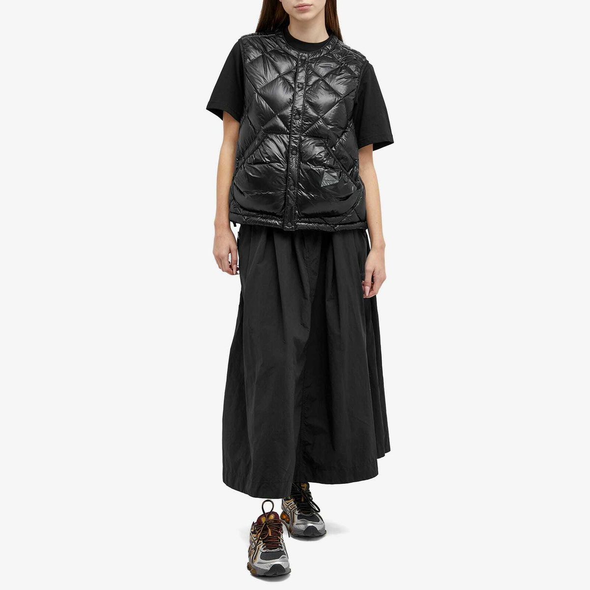 and wander Diamond Stitch Down Vest in Black