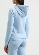 Juicy Couture Robertson Hooded Velour Sweatshirt Light Blue