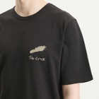 Folk Men's Slub Embroidery T-Shirt in Ecru Black Comet