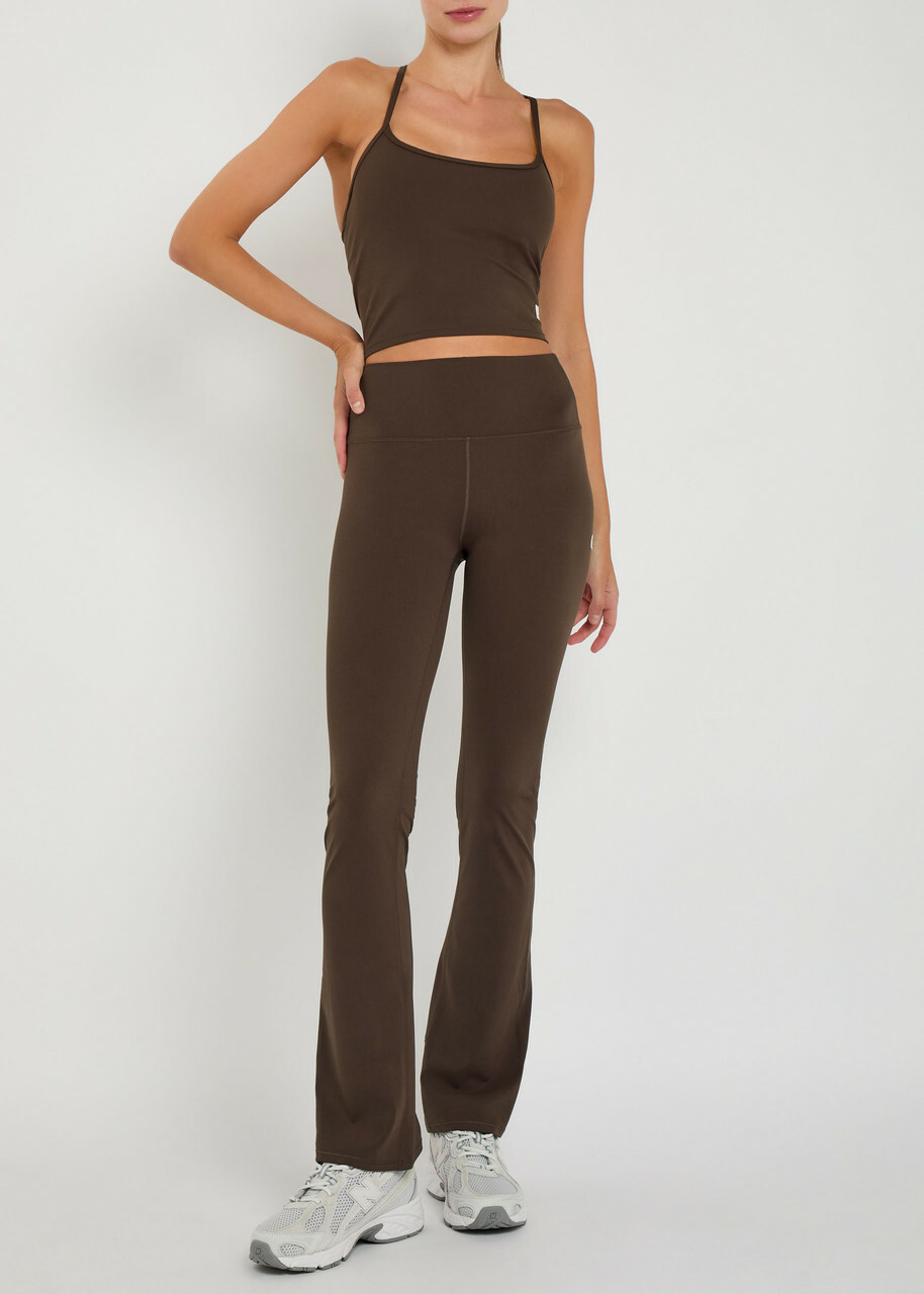 Vuori All The Feels Flared Stretch-jersey Leggings Brown