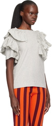 Dries Van Noten Gray Ruffled T-shirt