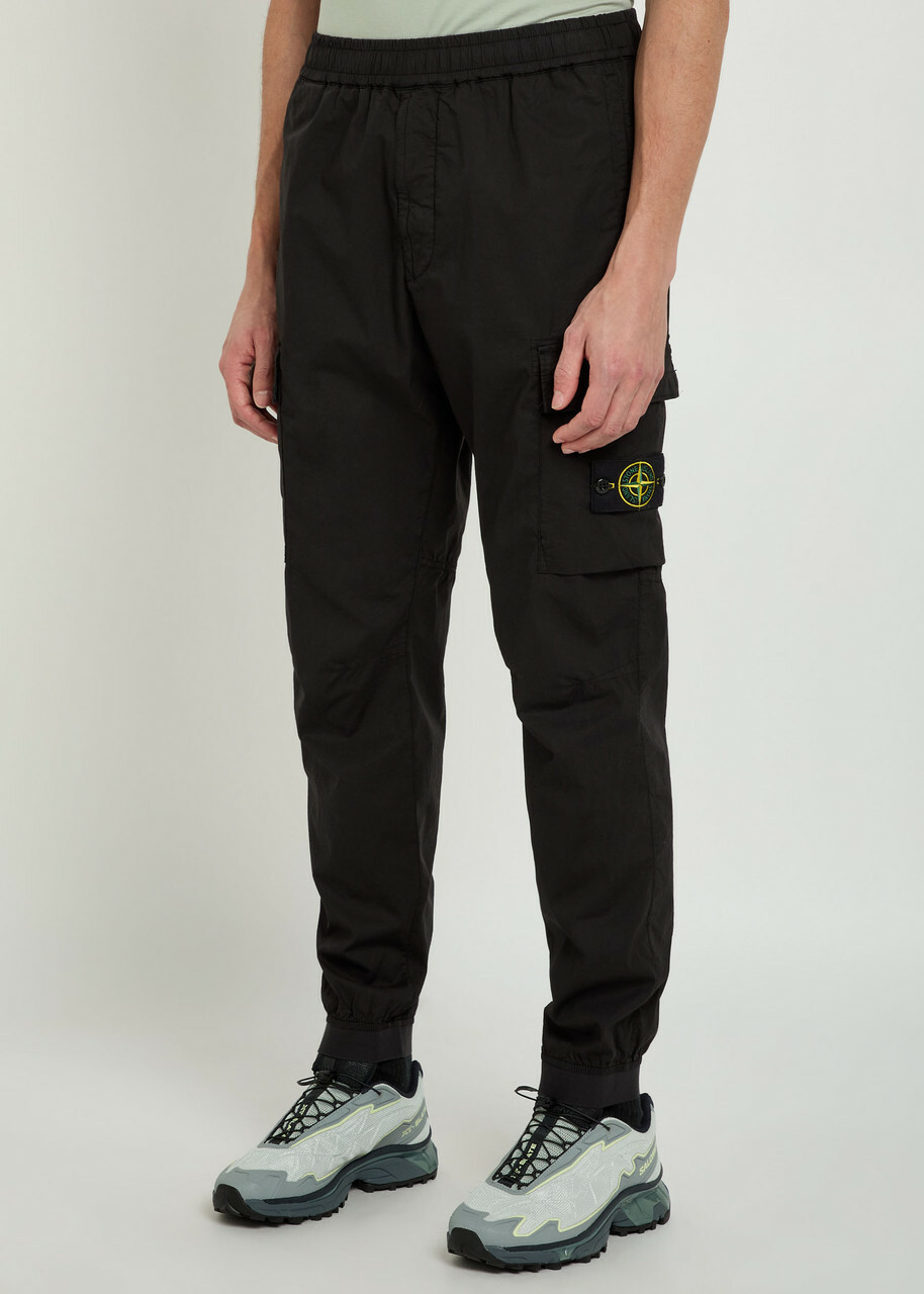 Stone Island Stretch-cotton Cargo Trousers Black