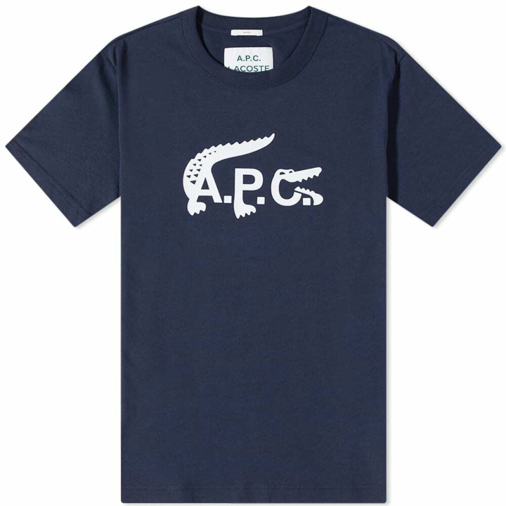 Photo: A.P.C. x Lacoste Large Logo T-Shirt in Navy