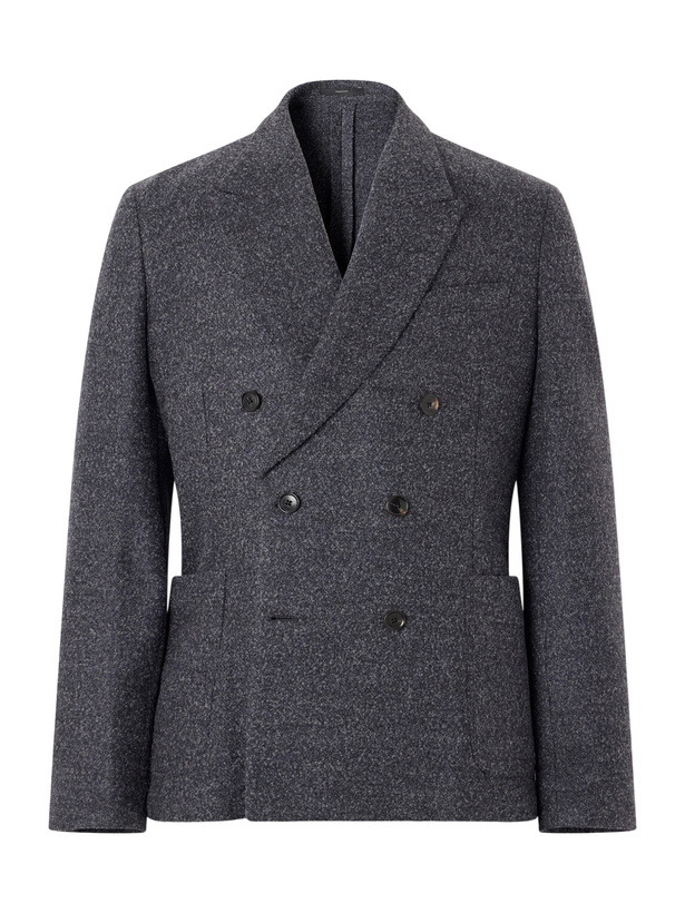 Photo: Paul Smith - Double-Breasted Wool-Blend Bouclé Blazer - Gray