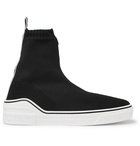 Givenchy - George V Logo-Jacquard Stretch-Knit High-Top Slip-On Sneakers - Men - Black