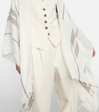 Brunello Cucinelli - Linen-blend striped lamé cape