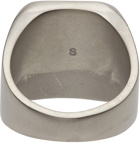 VETEMENTS Silver Scratched Logo Ring