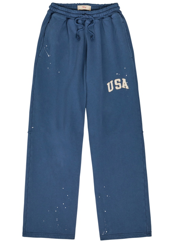 Photo: Cherry Los Angeles Usa Appliquéd Cotton Sweatpants Blue