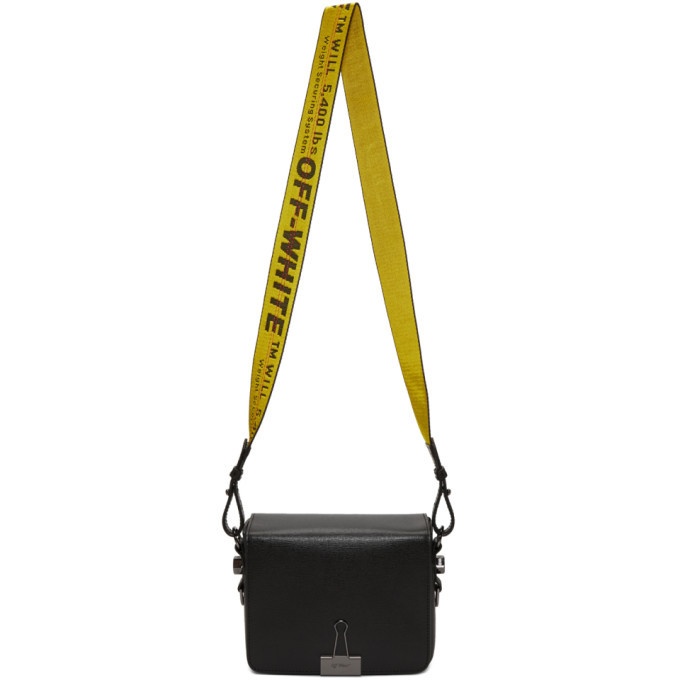 OFF-WHITE Binder Clip Bag Black Yellow in Saffiano Leather with Gunmetal -  US