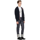 Thom Browne Navy Classic V-Neck Stripe Cardigan