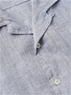 Hartford - Palm Mc Pat Convertible-Collar Slub Linen Shirt - Blue