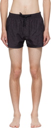 Balmain Black Leopard Swim Shorts