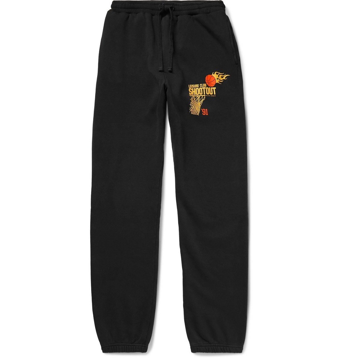 Photo: Pasadena Leisure Club - Shootout Tapered Printed Fleece-Back Cotton-Jersey Sweatpants - Black