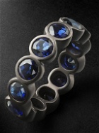42 Suns - Small 14-Karat Blackened Gold Laboratory-Grown Sapphire Eternity Ring - Blue