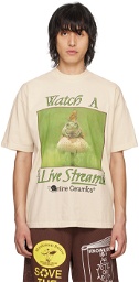 Online Ceramics Beige 'Watch A Live Stream' T-Shirt