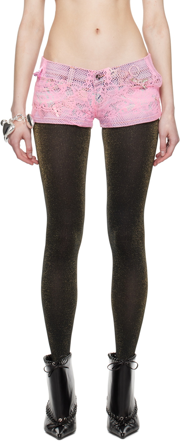 ALL-IN Multicolor Jewelry Tights Denim Shorts