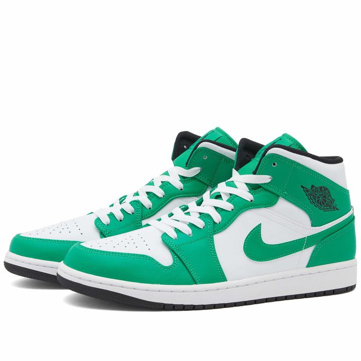 Photo: Air Jordan Men's 1 Mid Sneakers in Lucky Green/Black