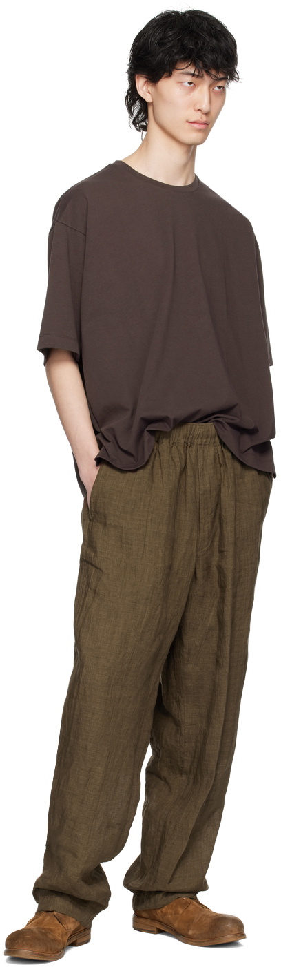 YLÈVE Brown Dropped Shoulder T-Shirt