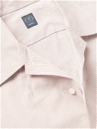 BEAMS F - Camp-Collar Striped Cotton-Blend Seersucker Shirt - Neutrals