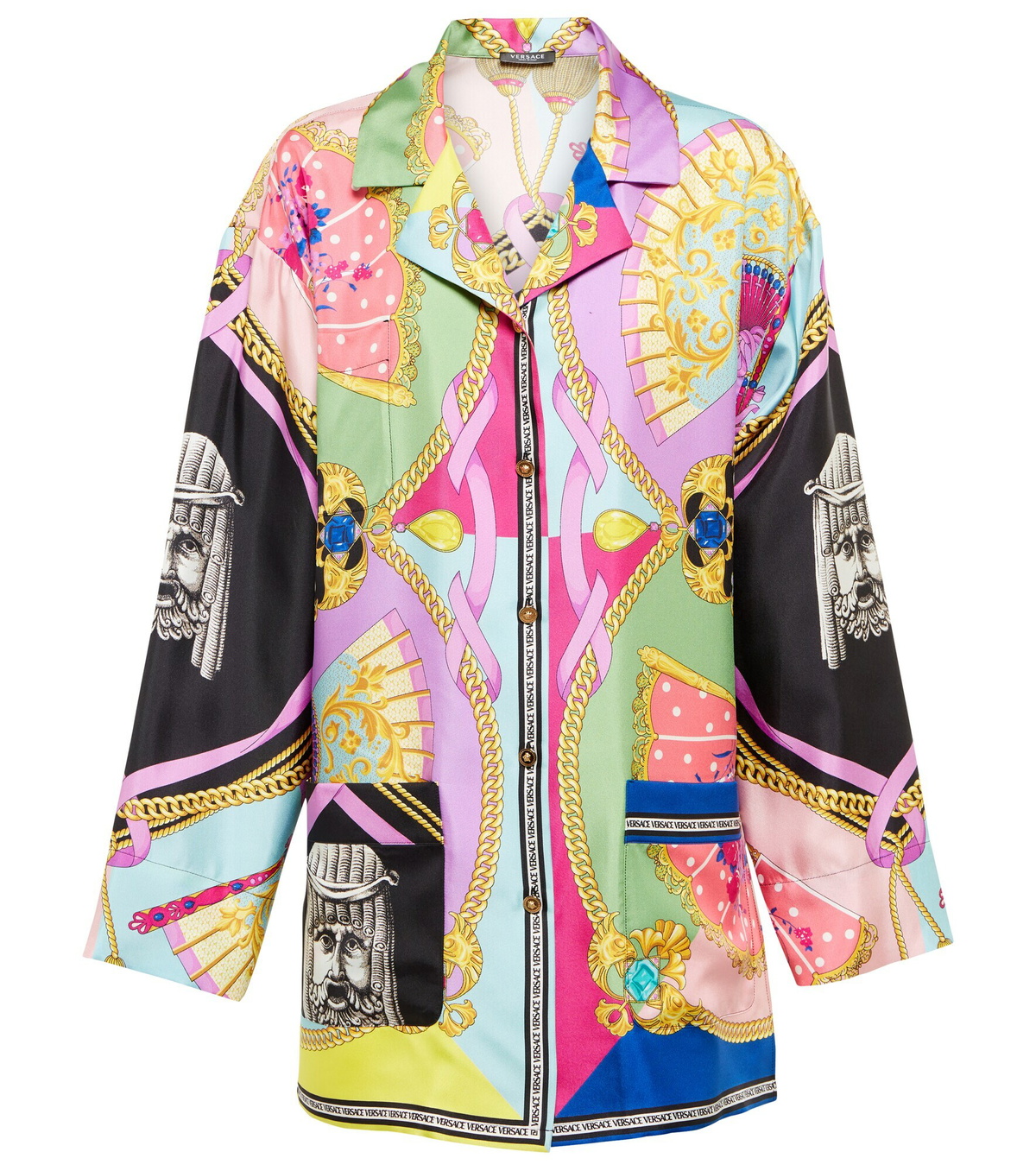 Versace - I Ventagli oversized silk twill shirt Versace