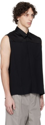 AMI Paris Black Contrasted Sleeveless Shirt