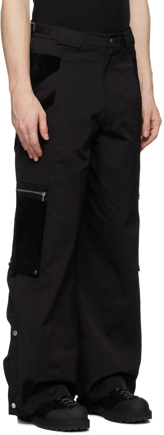 CMMAWEAR Black Snapped Hem Cargo Pants