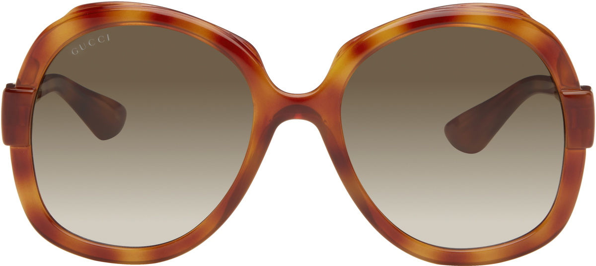Gucci Brown Saint Tropez Tortoiseshell Oversized Sunglasses  display picture 2