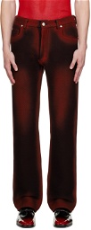 Ferragamo Red & Black Printed Trousers