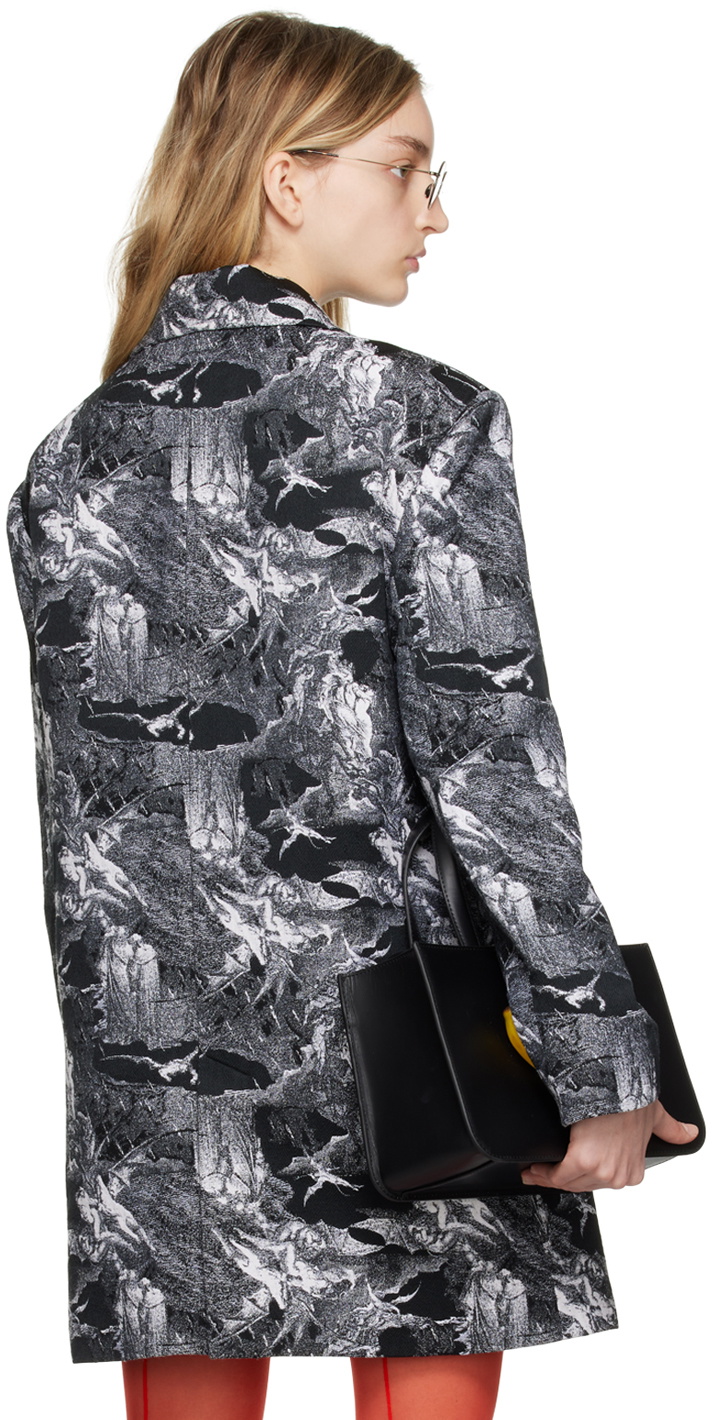 Puppets and Puppets Black & White Jacquard Coat