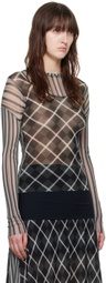 Paula Canovas Del Vas Black & Gray Twin Mesh Long Sleeve T-Shirt