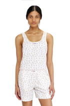 Diesel Stretch cotton top with floral print - Tops Womens in White