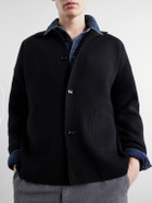 AMI PARIS - Logo-Appliquéd Merino Wool Cardigan - Black