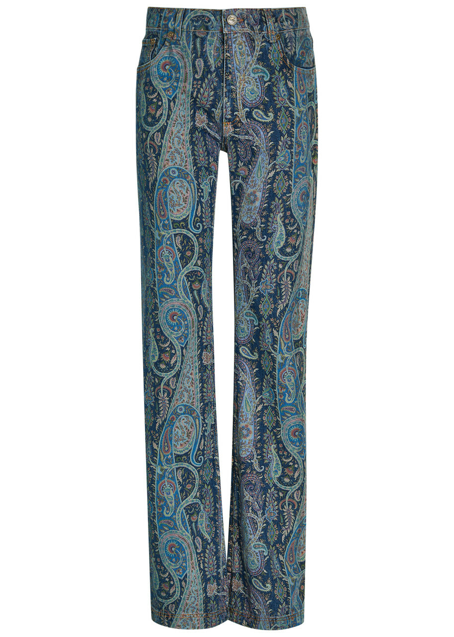 Etro Paisley-print Bootcut Jeans Blue