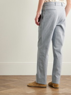 Stòffa - Straight-Leg Belted Pleated Cotton-Twill Trousers - Blue